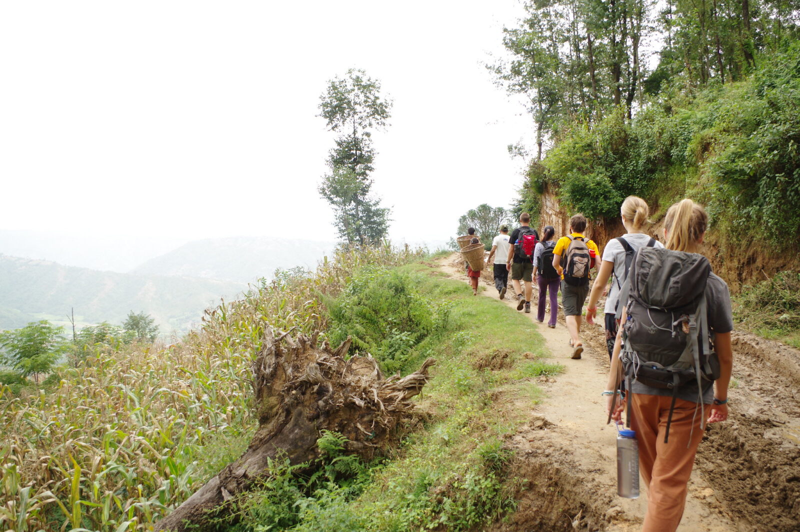 guests hiking to namobuddha from panauti