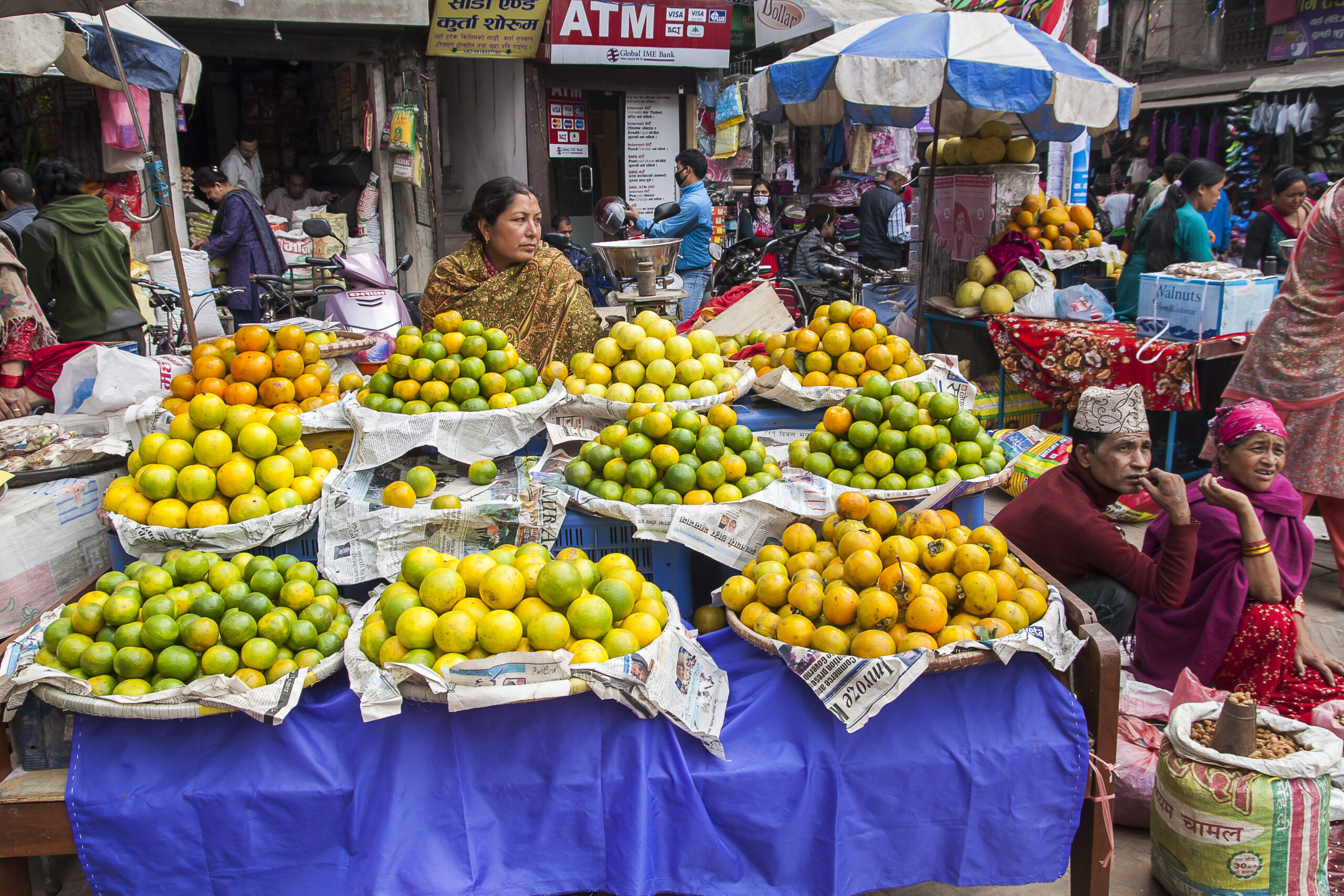 Kathmandu, Nepal - October 31, 2013: Nepalese in the ethnographic sense did not exist in the past as a tribe. The ethnogenesis of modern Nepalese biggest role played three groups of people: Newar people, Khasa and Gurkhas. The name "Nepal" and "Nepalese" comes from the dominant culture Newars ethnic group, living in the Kathmandu Valley for centuries, speakers of the language Himalayan newari. Nepalese live actually in the natural economy. About 75% of the natural flow of income from agriculture (17% of the land is arable land).